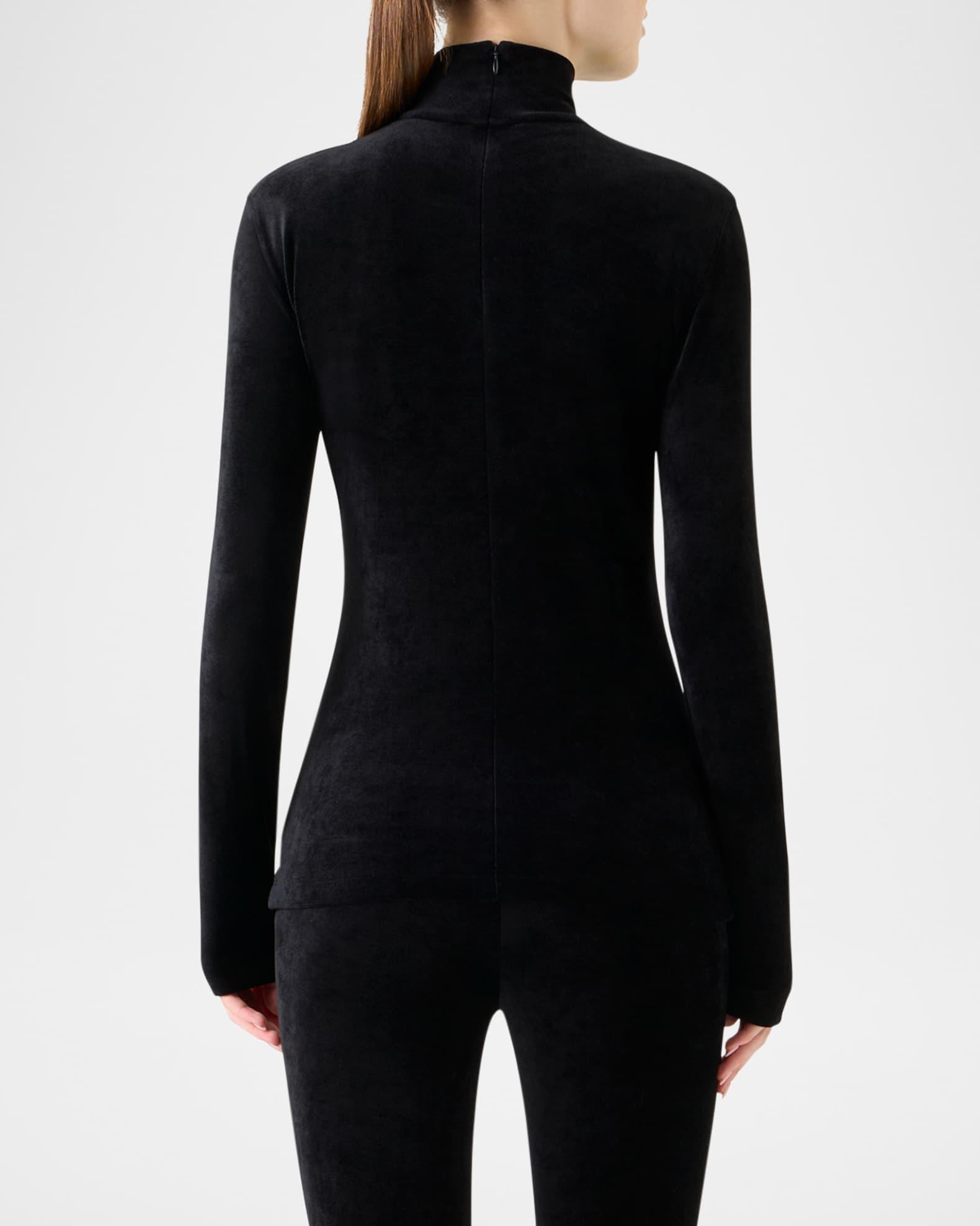 Mock-Neck Velvet Jersey Shirt Product Image
