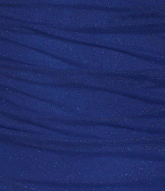 Pear Culture Sleeveless V-Neck Power Glitter Mesh Dress Product Image