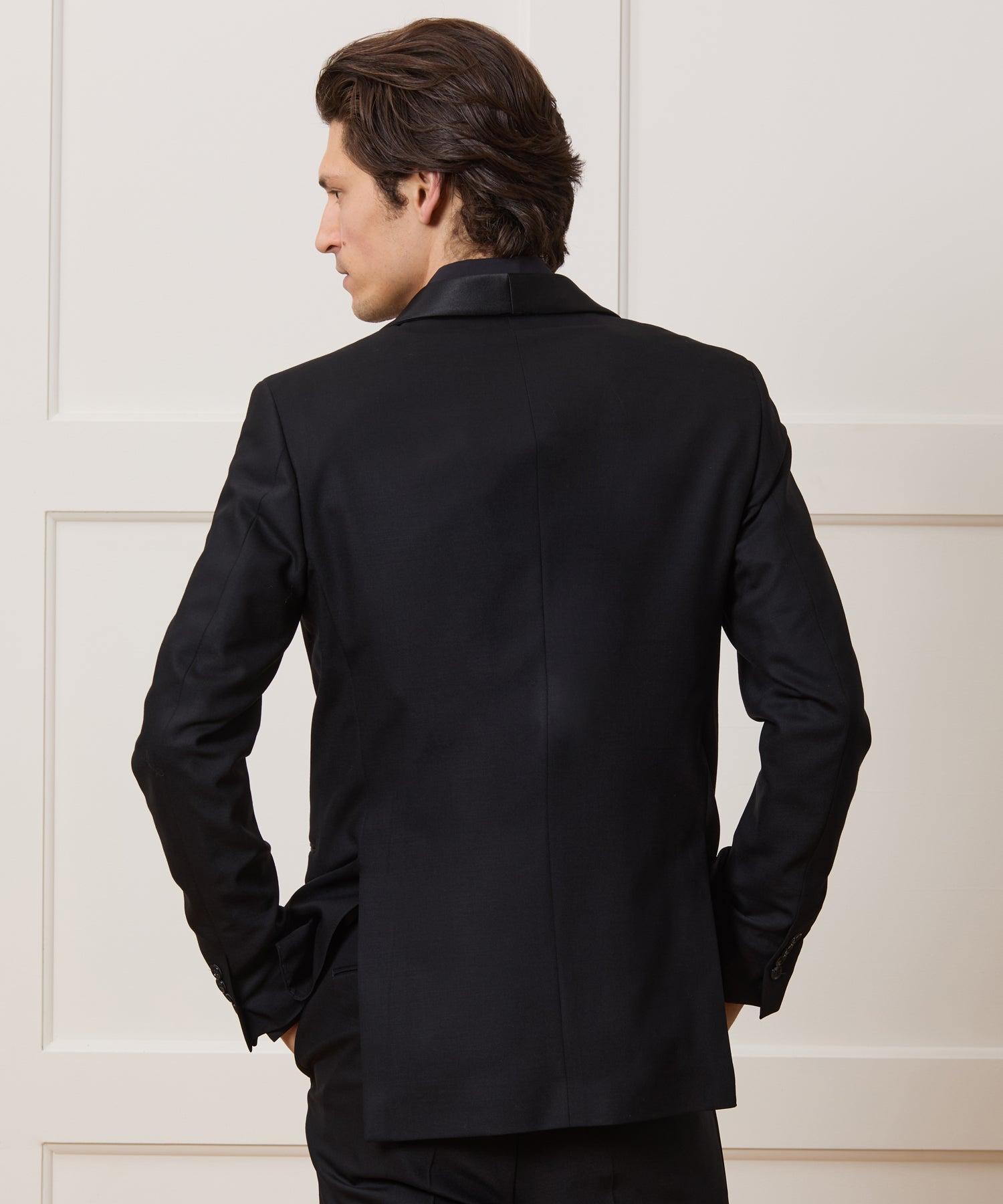 Italian Double-Breasted Tuxedo Jacket in Black Product Image