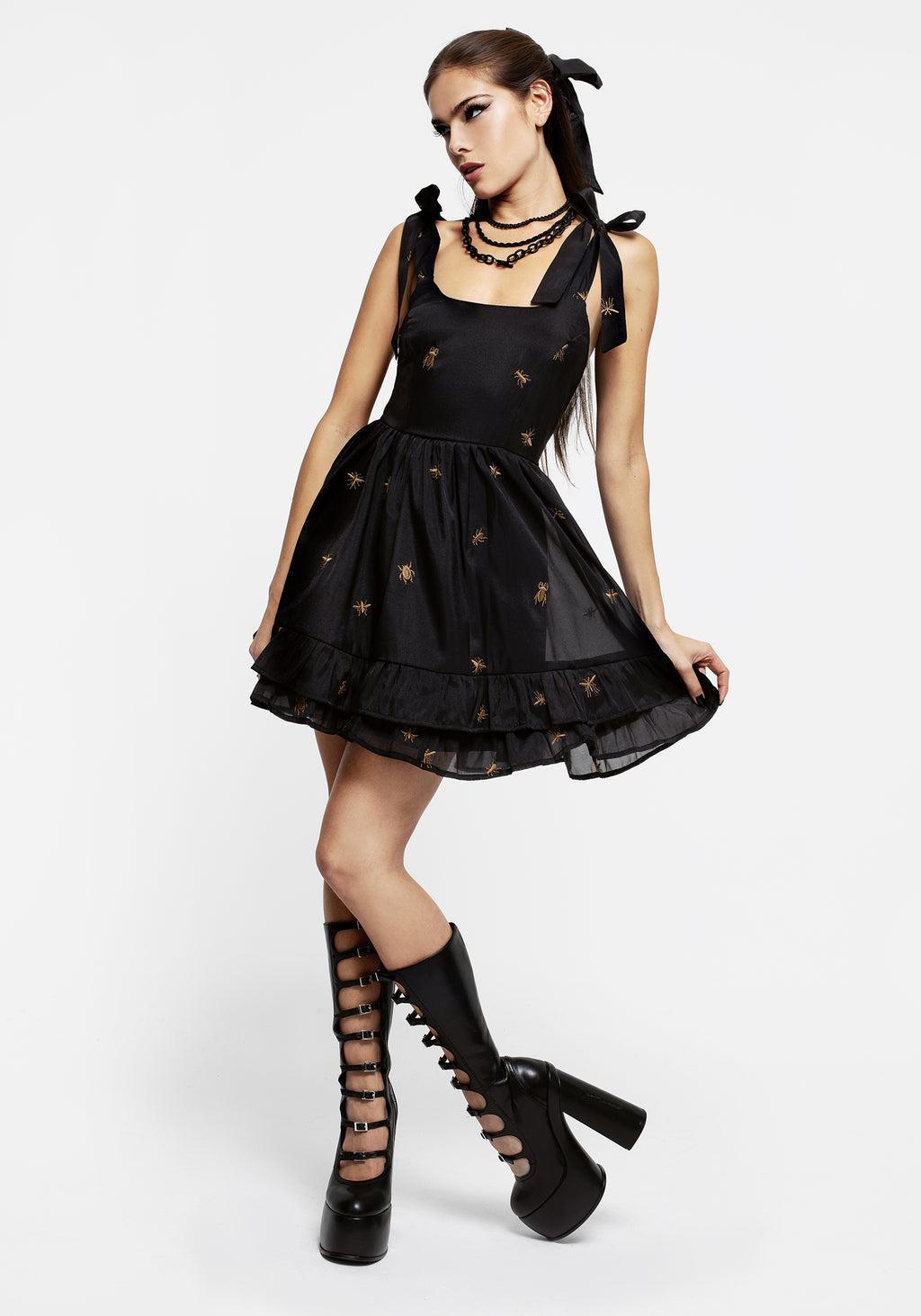 Insectarium Embroidered Organza Tiered Corset Mini Dress Product Image