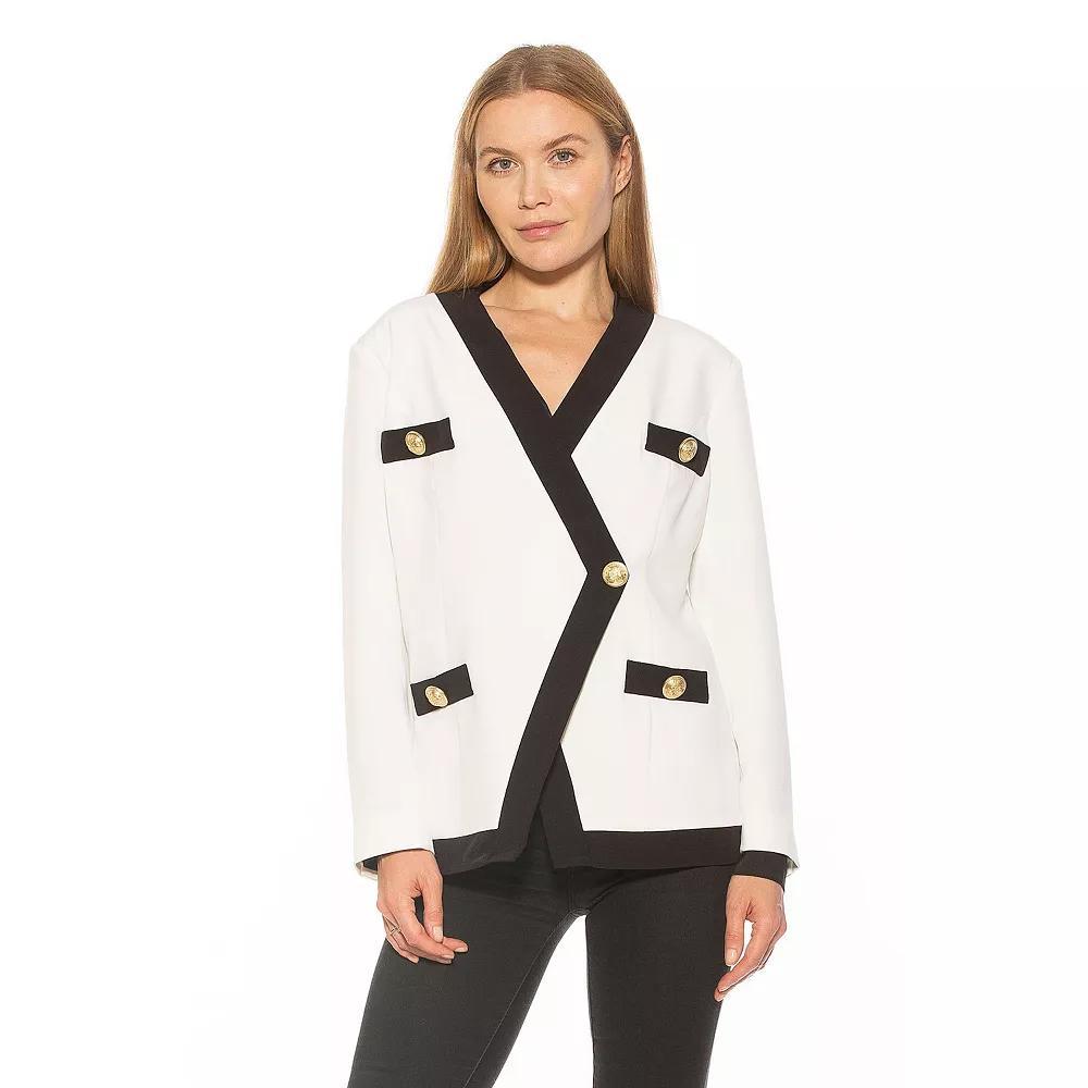 Women's ALEXIA ADMOR Emele Oversized Contrast Blazer, Size: Large, Camel Black Product Image