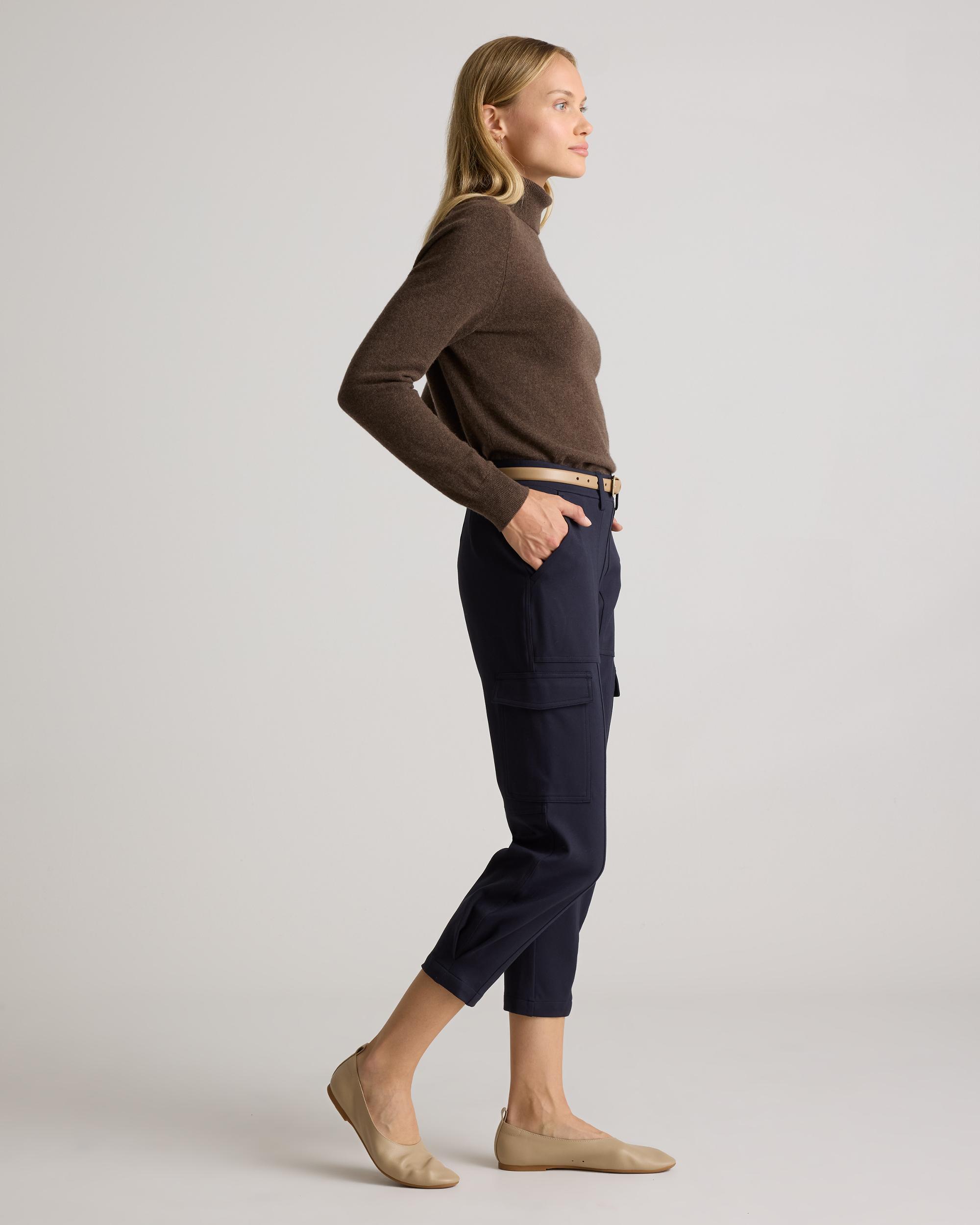 Quince | Women's Ultra-Stretch Ponte Tapered Cargo Pants Rayon Product Image