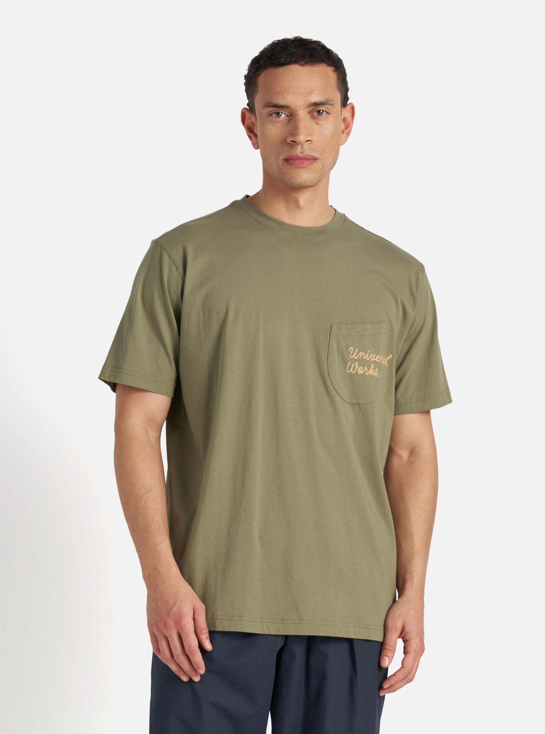 Universal Works Print Pocket Tee in Olive Organic Jersey Product Image