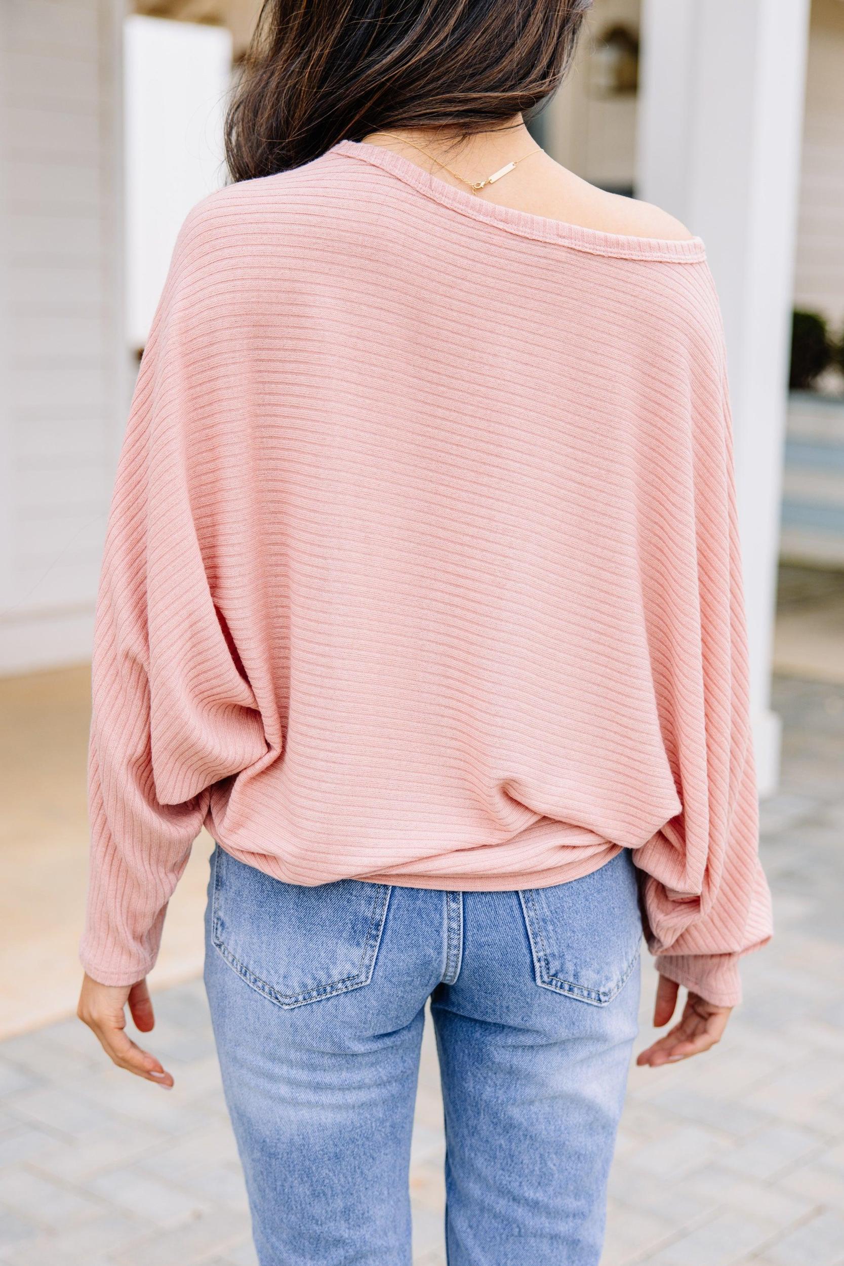 Let's Travel Mauve Pink Ribbed Top Female Product Image