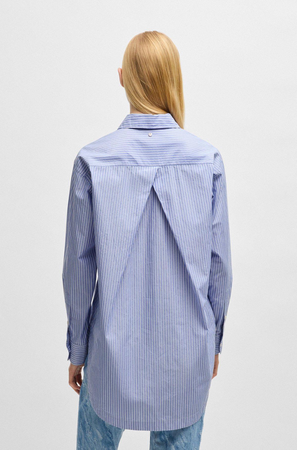 BOSS - Relaxed-fit blouse in striped poplin - Dark Blue Product Image