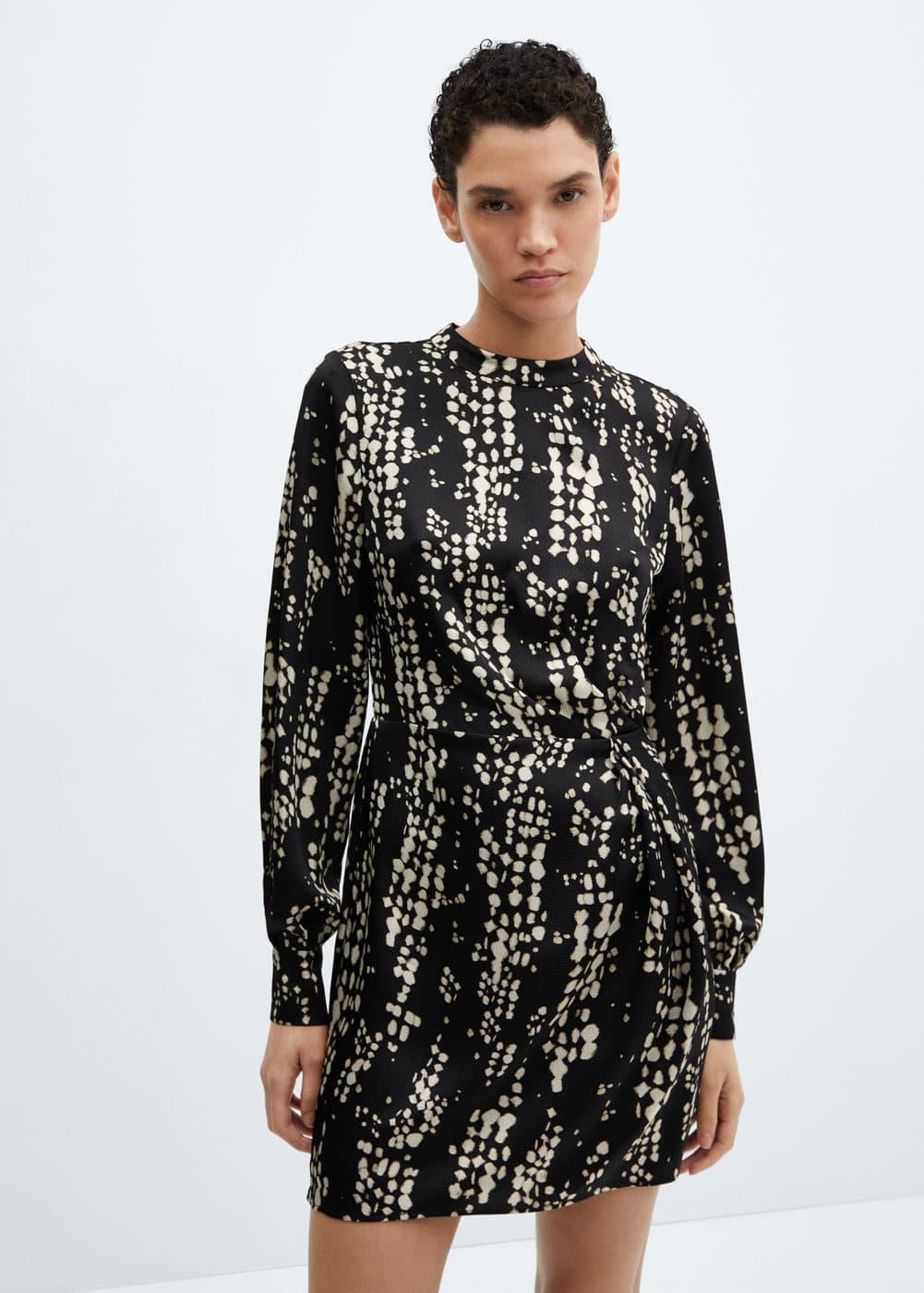 Mango Womens Pleat Printed Dress Product Image
