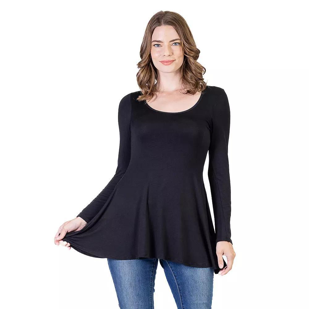 Womens 24Seven Comfort Apparel Swing Style Flared Tunic Top Purple Product Image