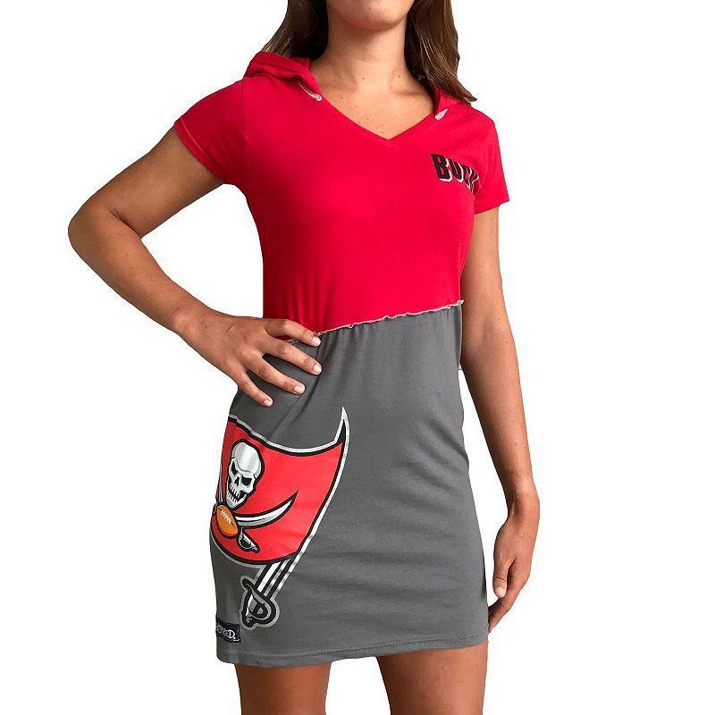 Women's Refried Apparel Red/Pewter Tampa Bay Buccaneers Sustainable Hooded Mini Dress, Size: Small Product Image