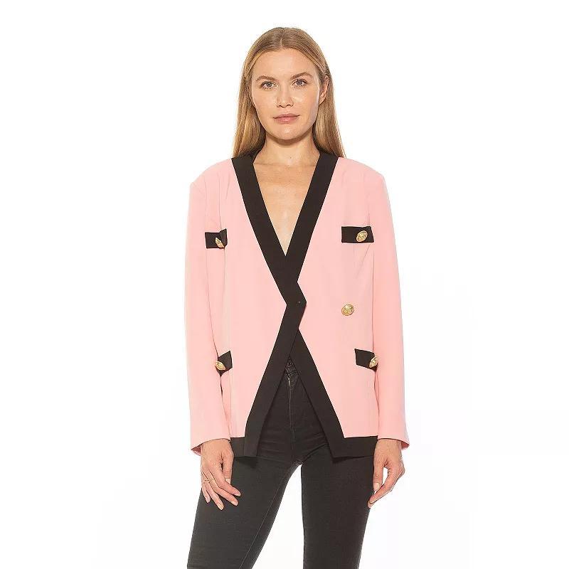 Women's ALEXIA ADMOR Emele Oversized Contrast Blazer, Size: Large, Camel Black Product Image
