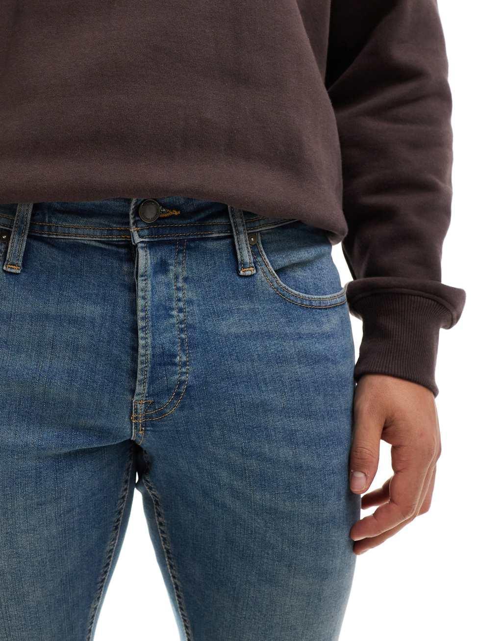 Jack & Jones glenn slim jean in mid wash blue Product Image