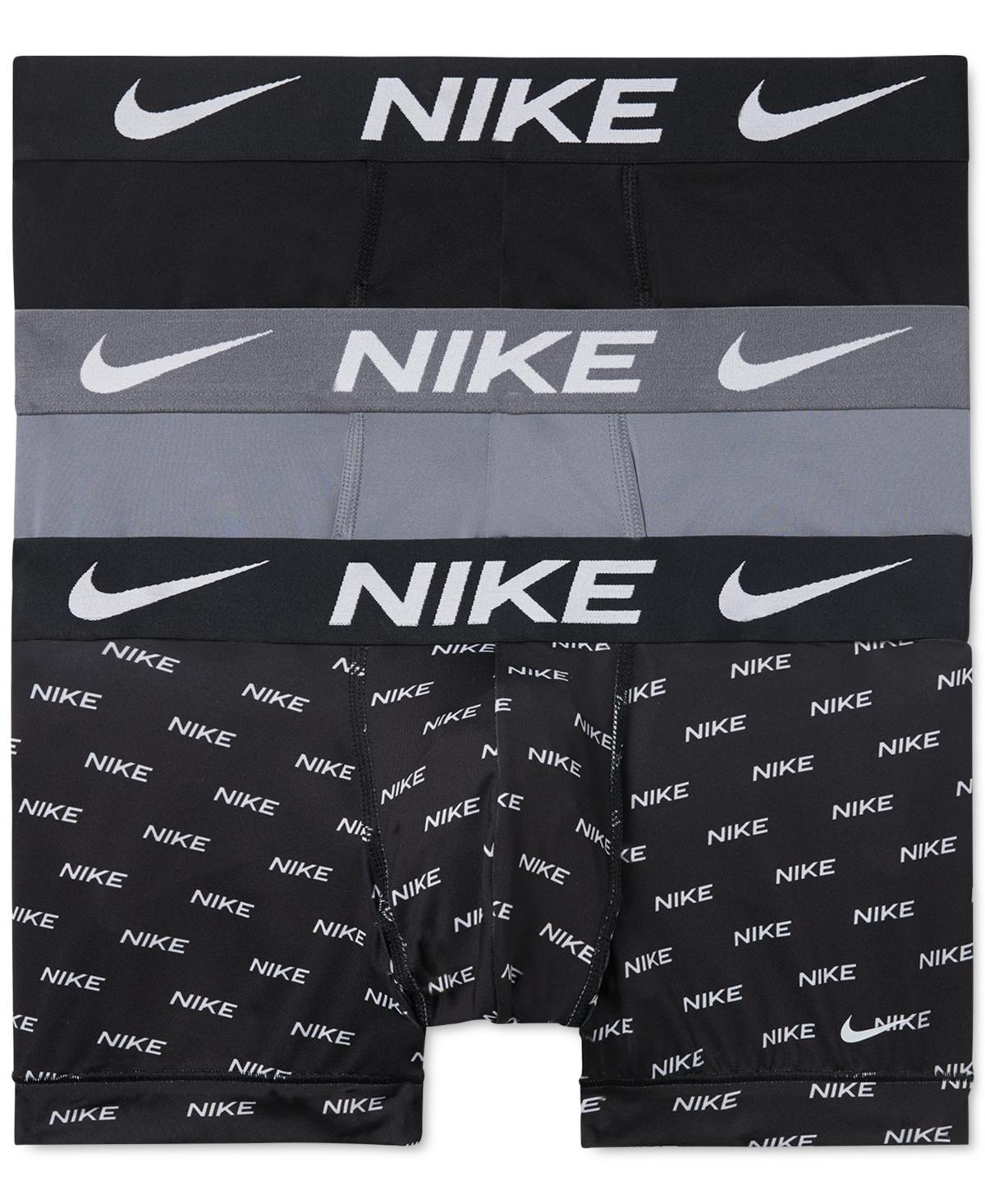 Men's Nike Dri-FIT Essential 3-pack Microfiber Trunks, Size: Medium, Nike Logo Grey Black Product Image