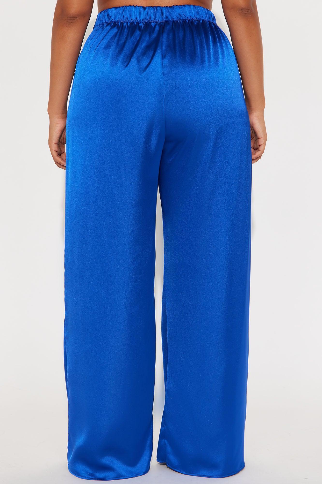 Tone It Down Satin Trouser - Royal Female Product Image