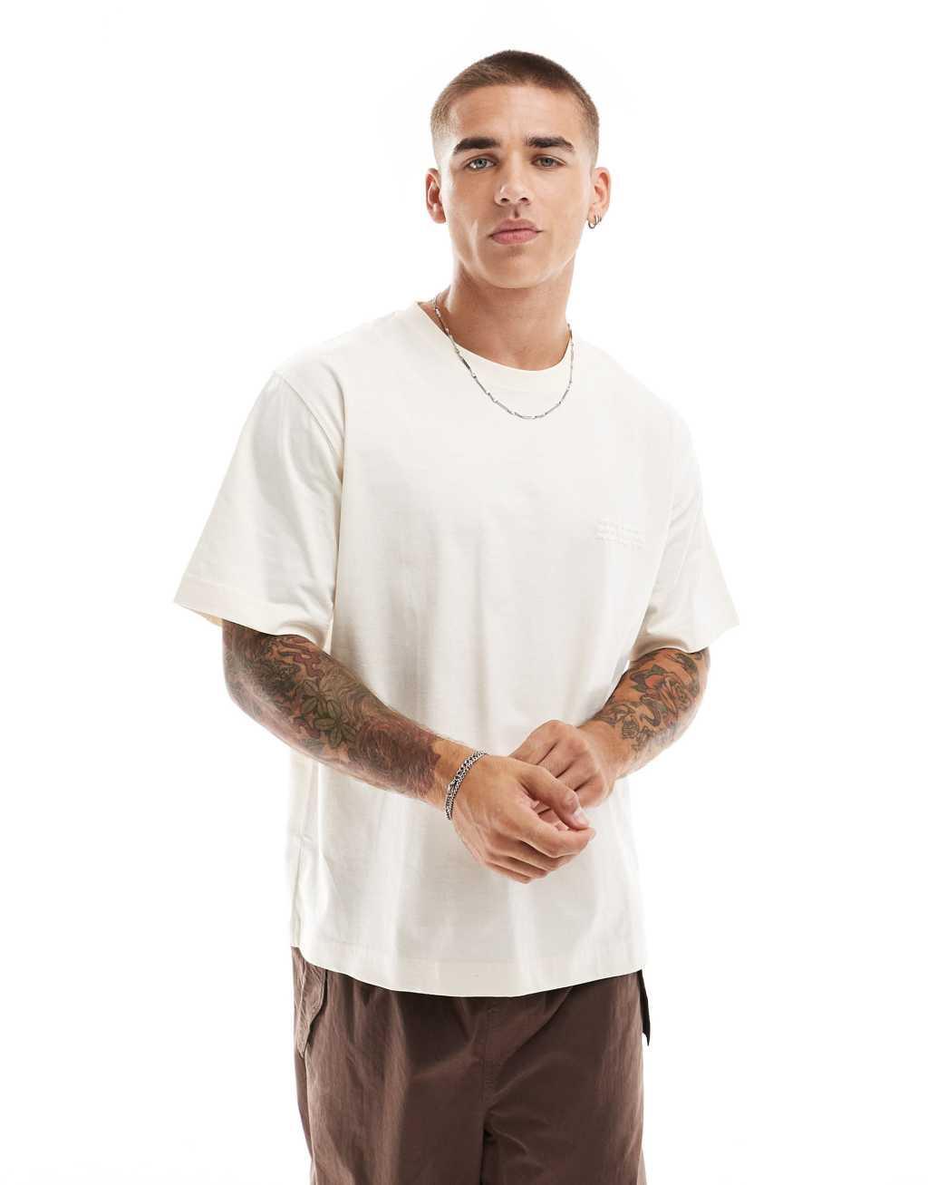 Jack & Jones oversized t-shirt with arty back print in cream Product Image