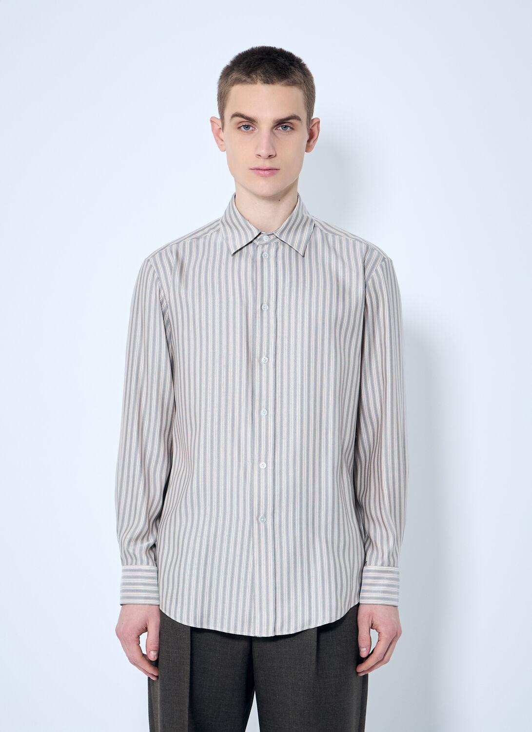 THE ROW Luigi Striped Shirt In Beige Product Image