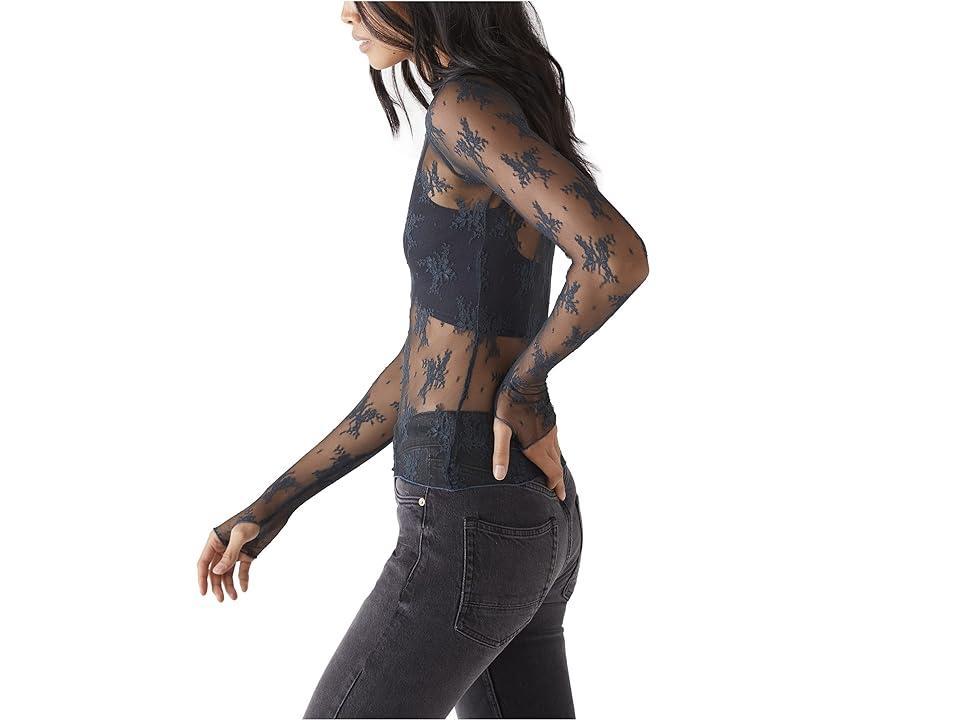 Free People Lady Lux Jacquard Sheer Mock Neck Long Sleeve Layering Top Product Image