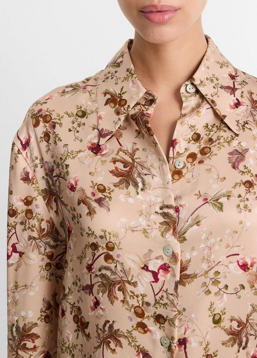Womens Orchid Vine Silk Bias Long-Sleeve Blouse, Petal Camel, Size L Vince Product Image