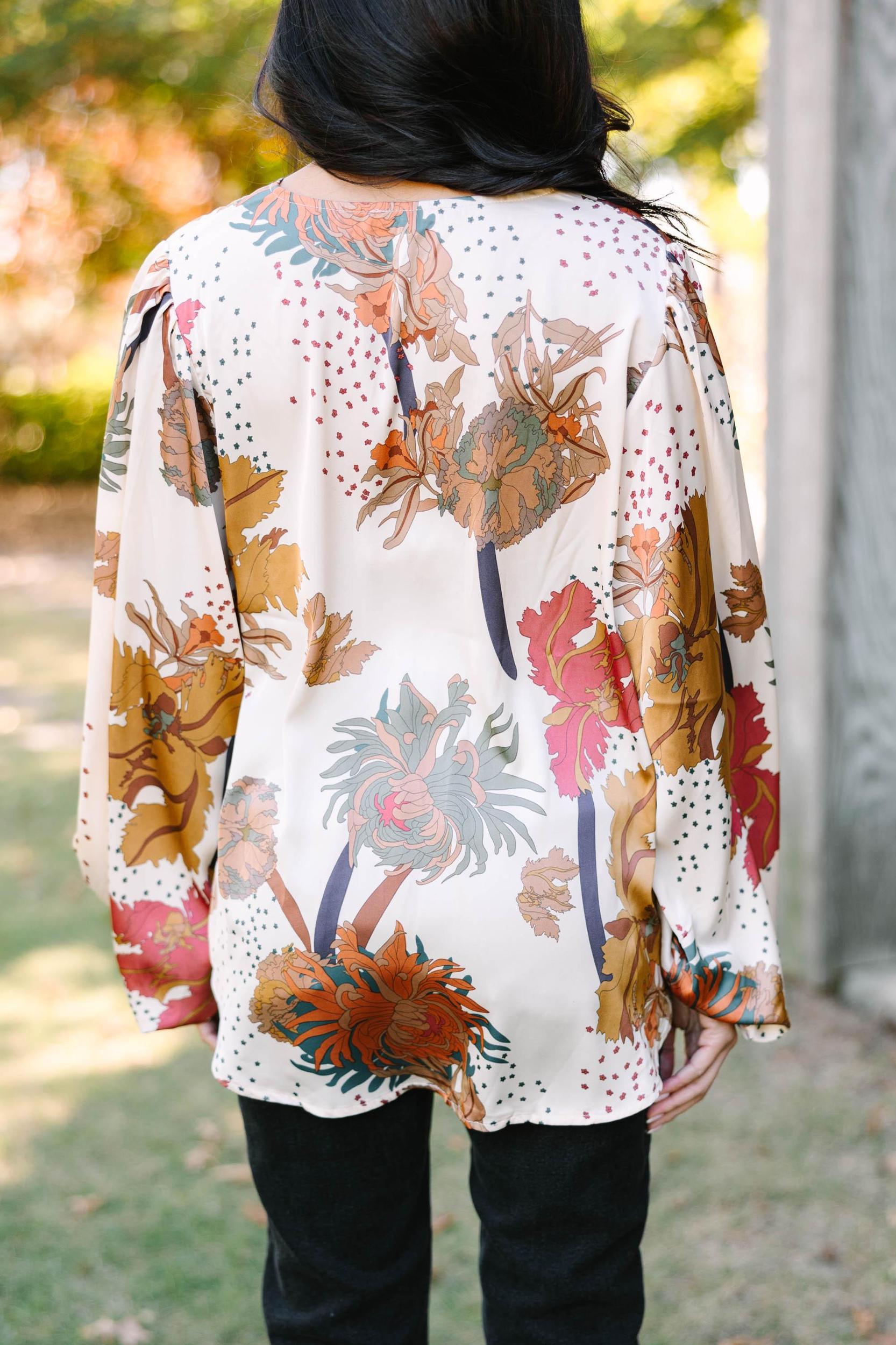 Feeling Fun Ivory White Floral Blouse Female Product Image