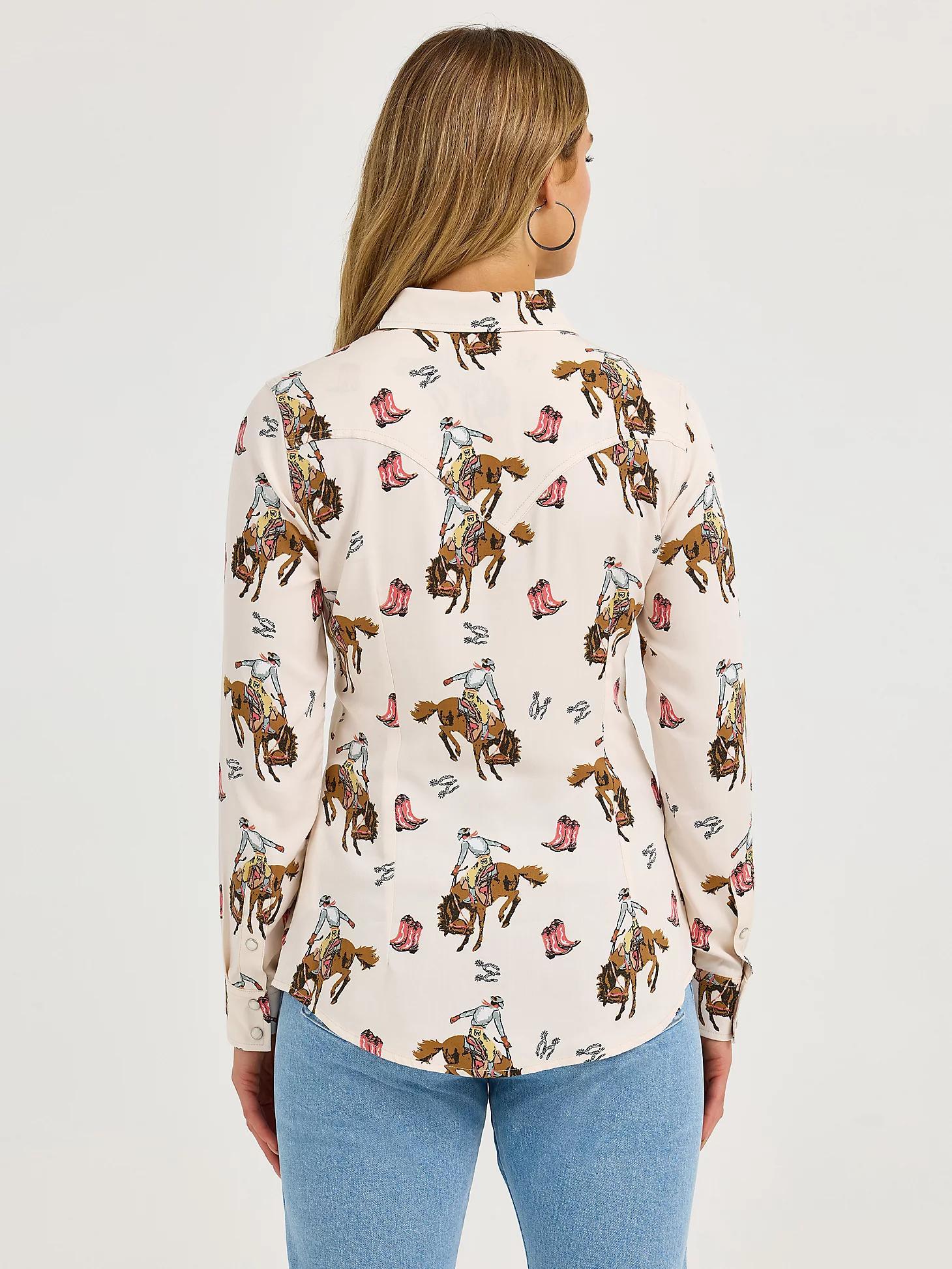 Women's Wrangler Bold Bucking Cowboy Western Snap Shirt | Women's TOPS | Wrangler® Product Image