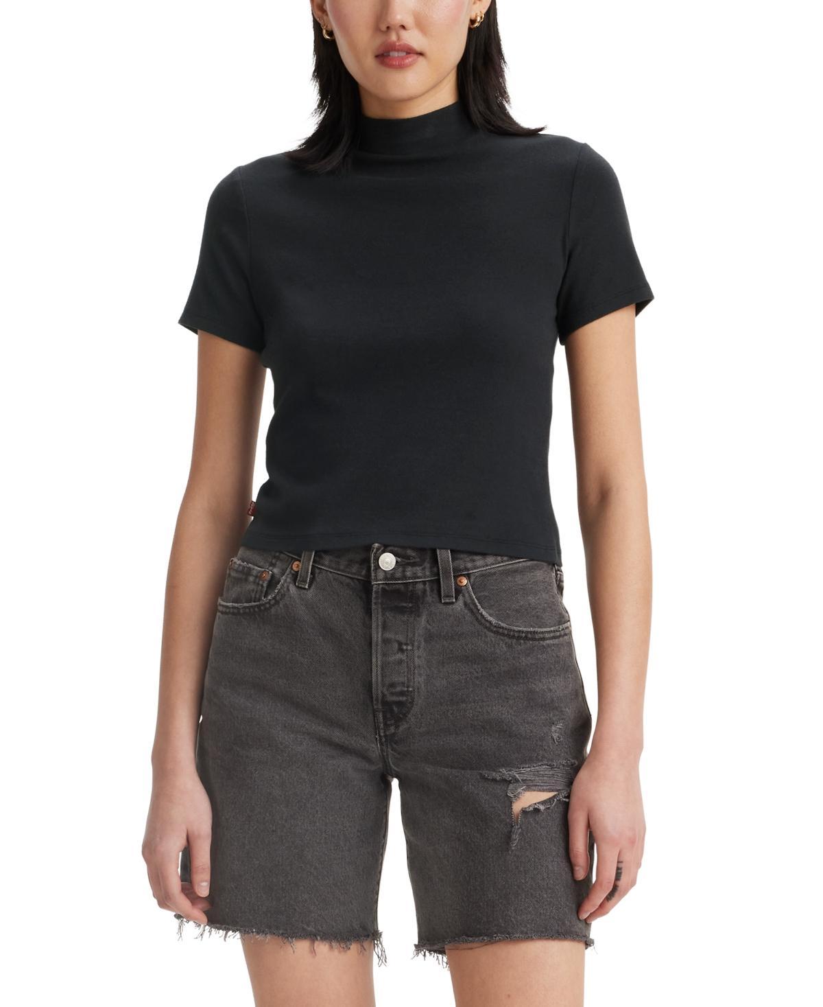 Women's Levi's® Effortless Short Sleeve Mock Neck Tee, Size: Large, Grey Night Product Image