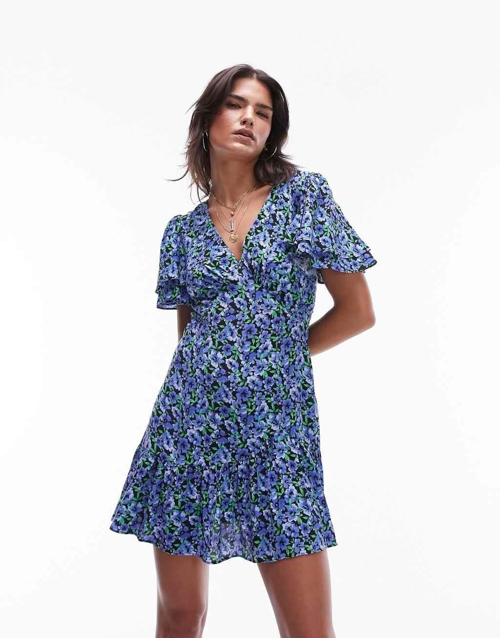Topshop Bella tea dress with angel sleeve Product Image
