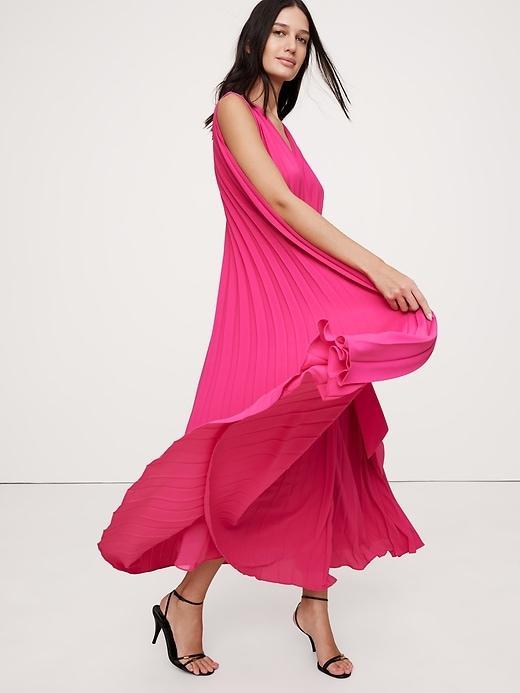 Pleated Cape Maxi Dress Product Image