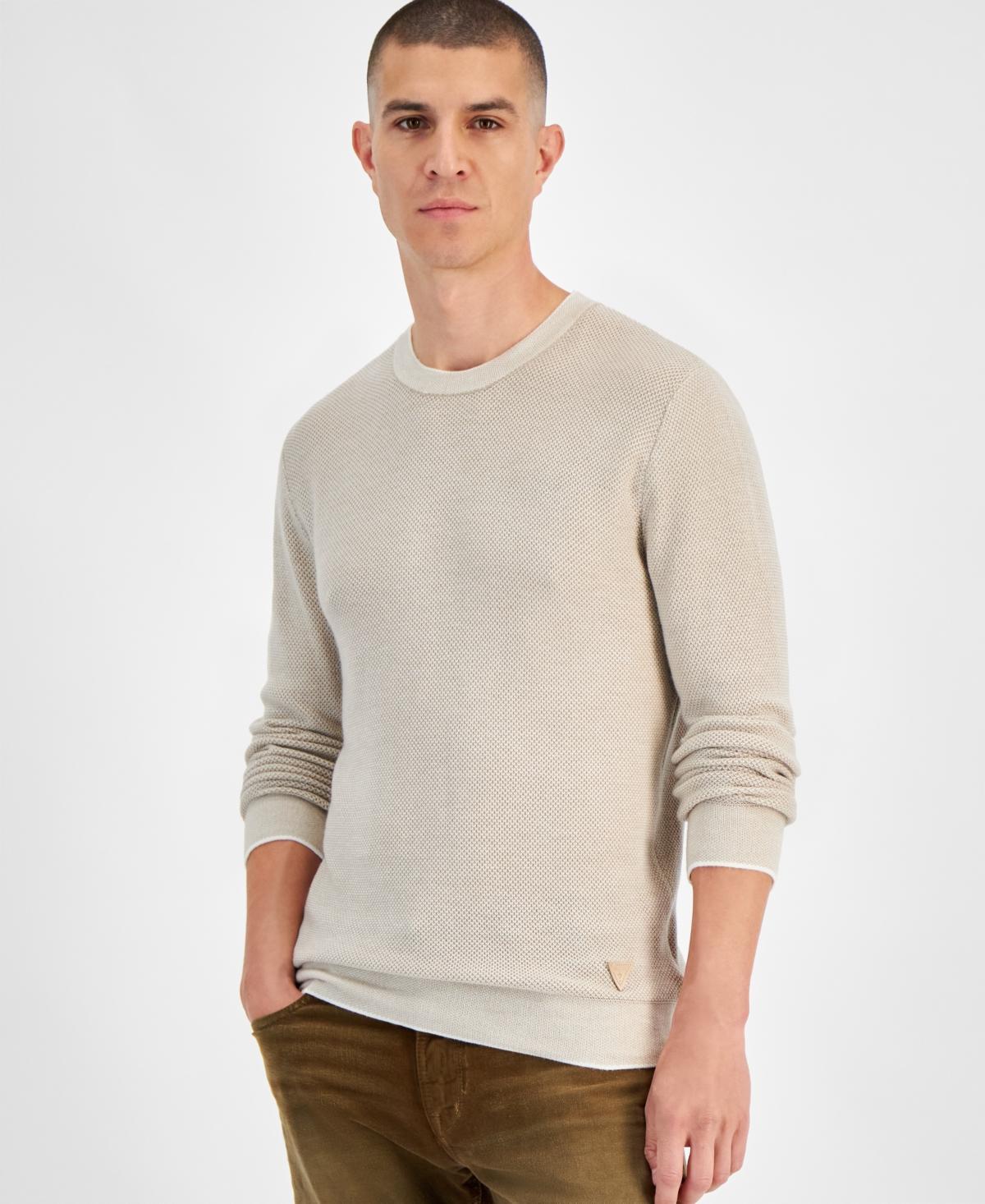 Guess Mens Earle Relaxed Fit Long Sleeve Stitched Crewneck Sweater Product Image