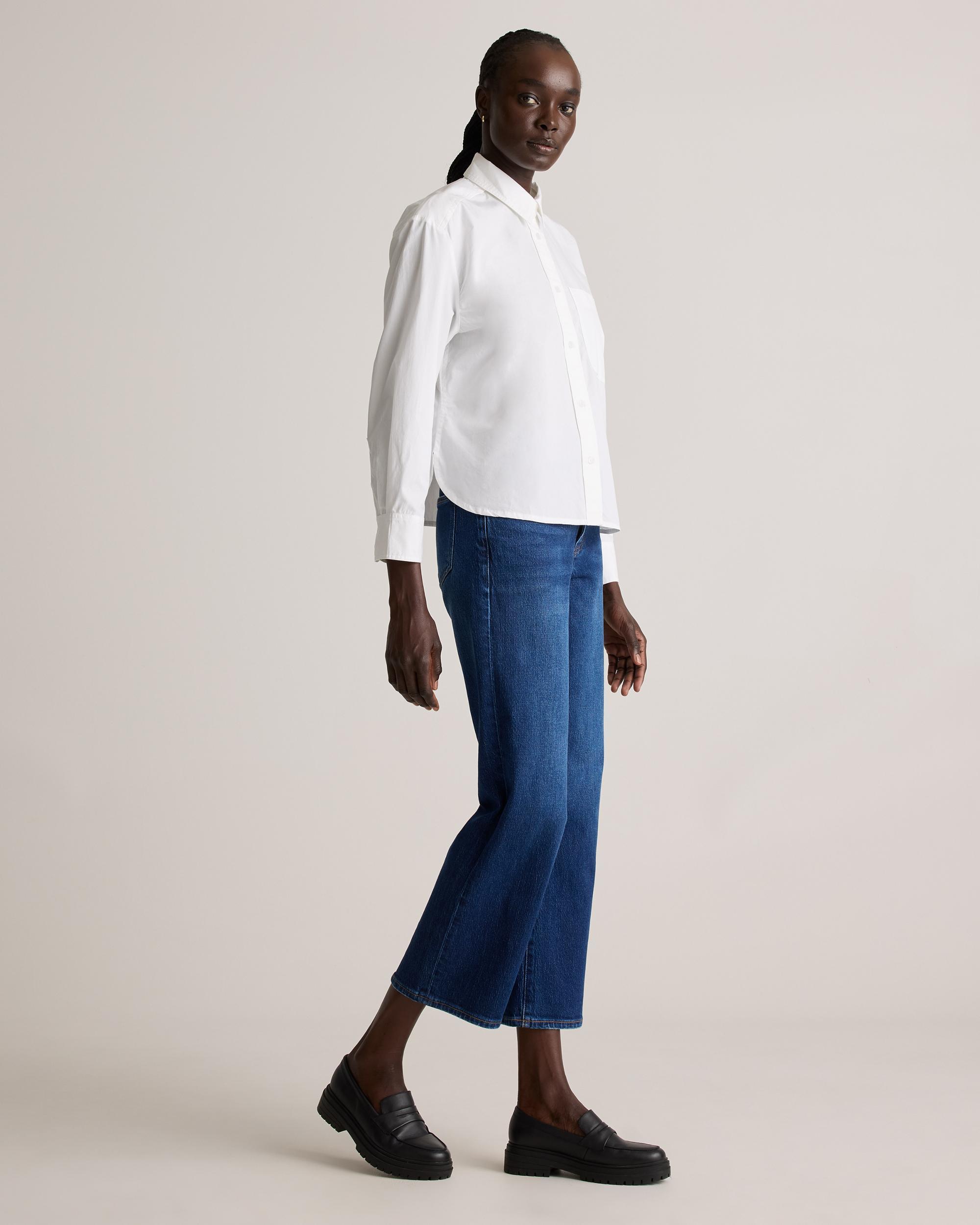 Quince | Women's Poplin Cropped Long Sleeve Shirt Size XS, Organic Cotton Product Image