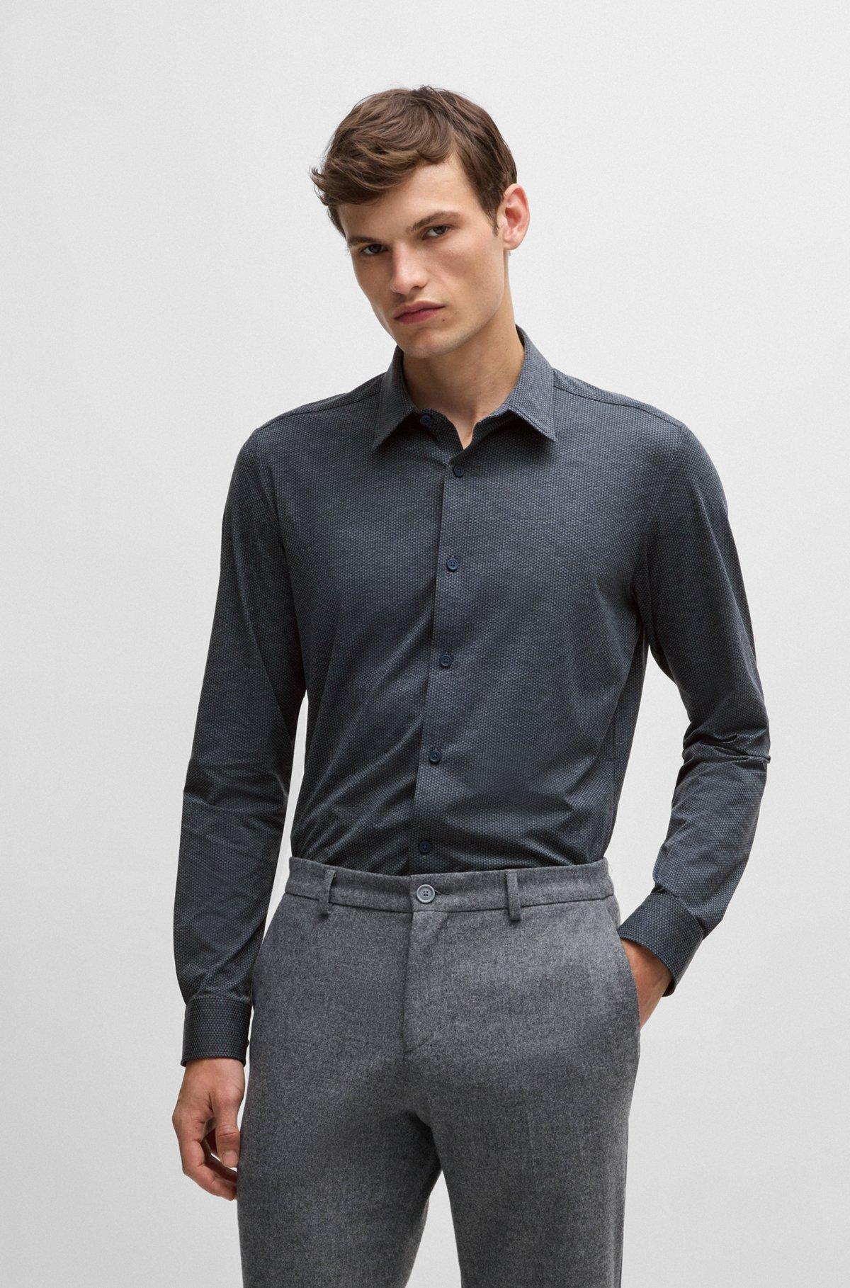 Slim-fit shirt in printed performance-stretch jersey Product Image