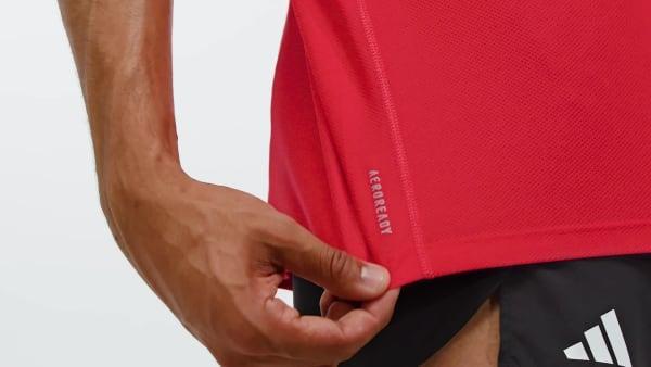 Mens adidas Own The Run Short Sleeve Tee Aurora Red Product Image
