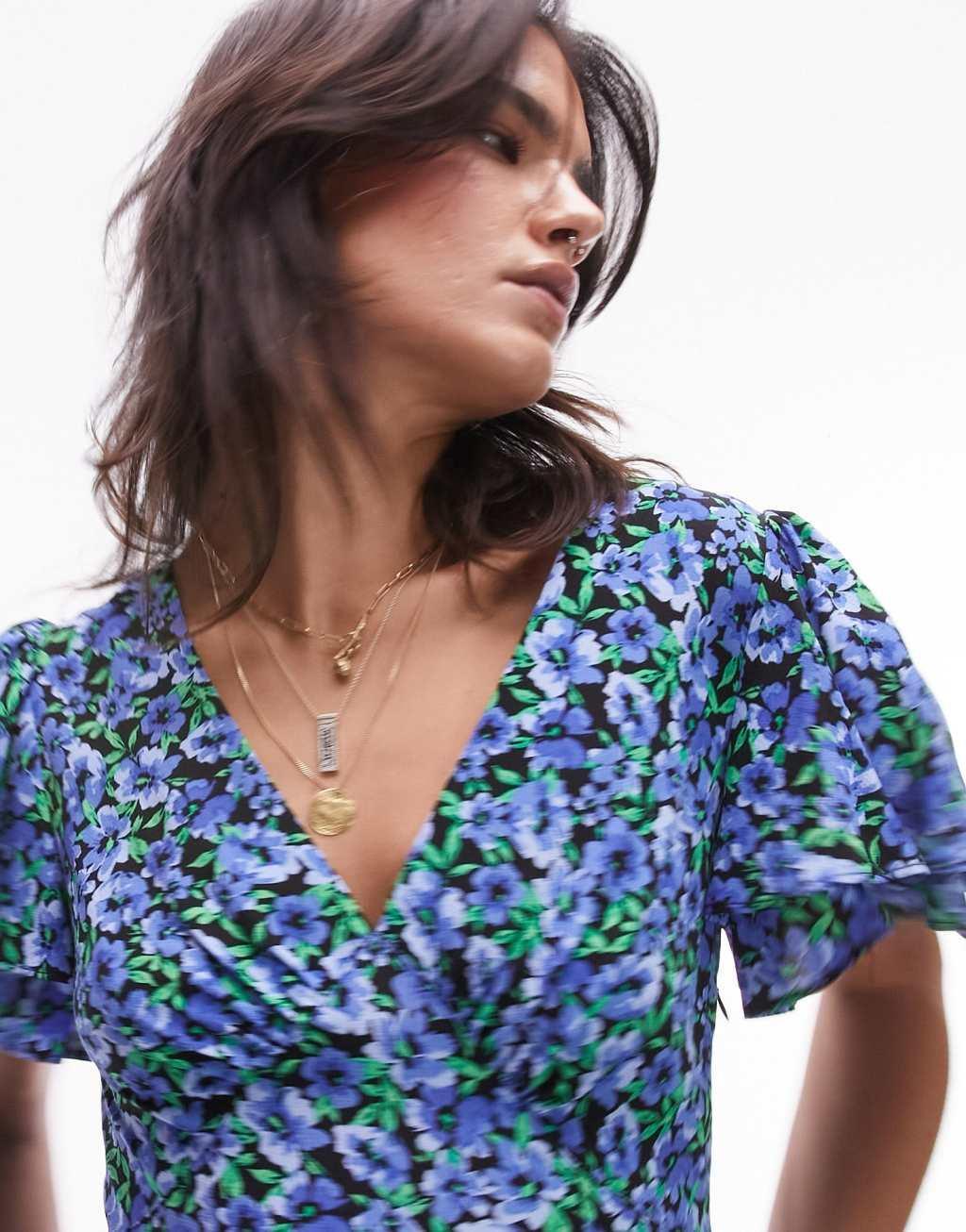 Topshop Bella tea dress with angel sleeve Product Image