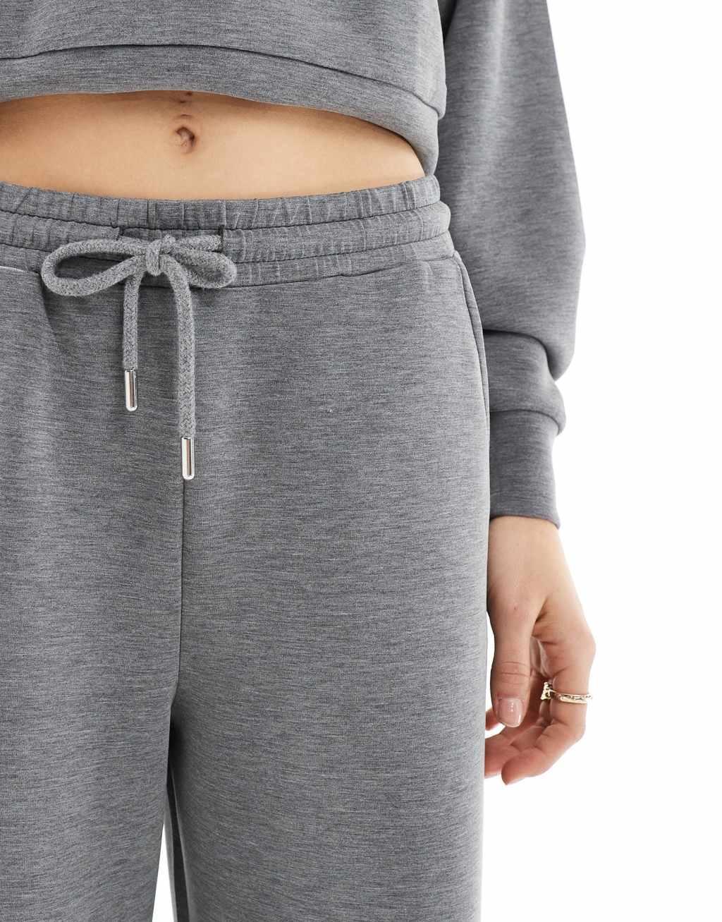 Stradivarius soft touch wide leg sweatpants in gray - part of a set Product Image
