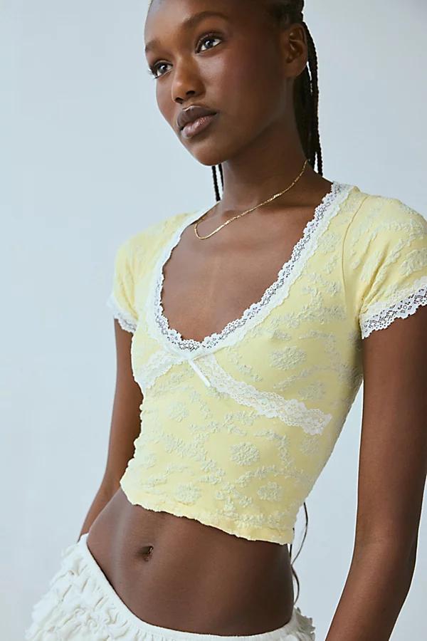 Out From Under Bella Seamless Knit Lace Trim Crop Tee Womens at Urban Outfitters Product Image