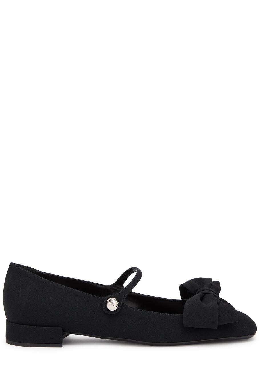 VALENTINO GARAVANI Black Mary Janes With Bow Detail In Crepe Fabric Woman In Multicolor Product Image