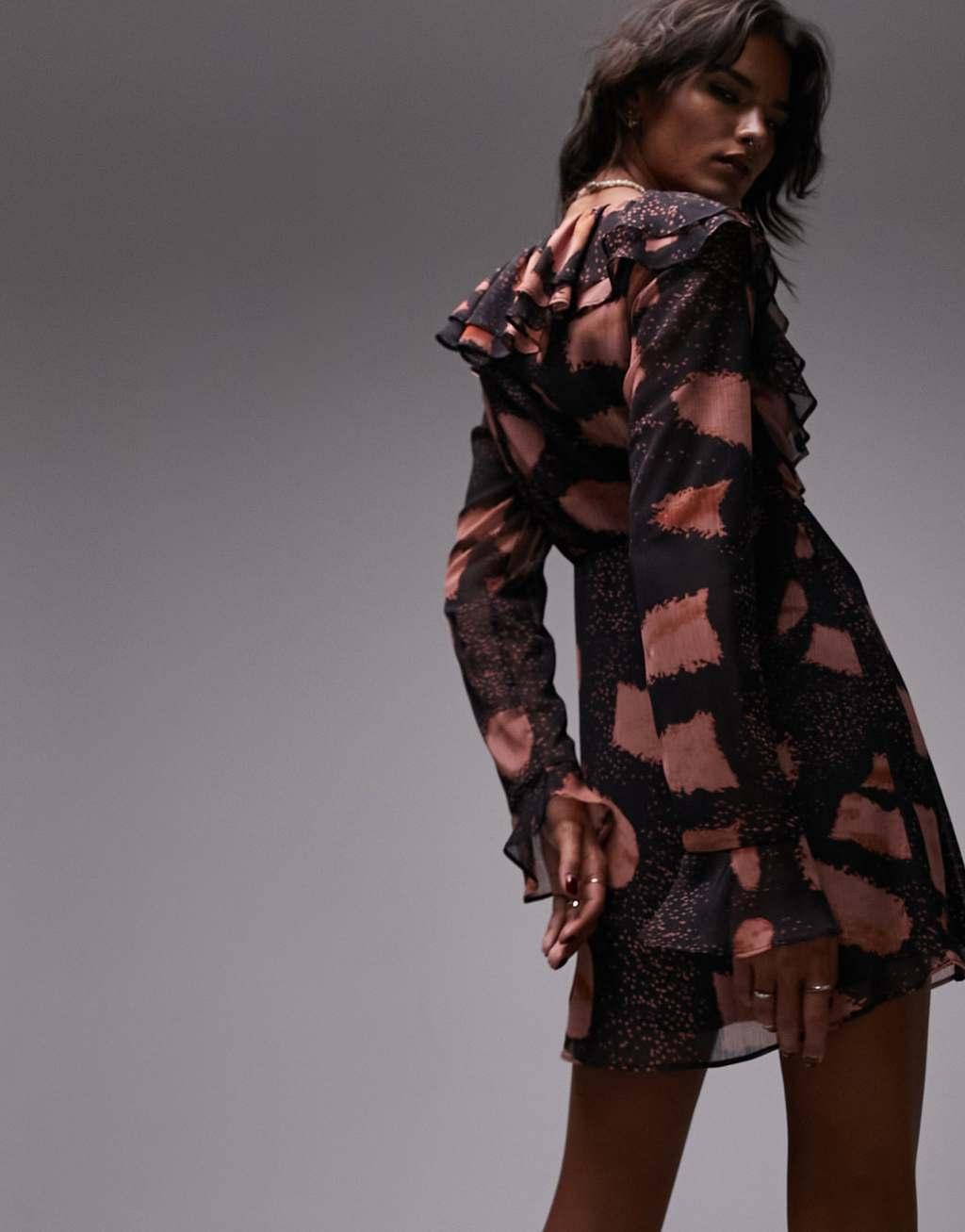 Topshop bell sleeve ruched bust mini tea dress Product Image