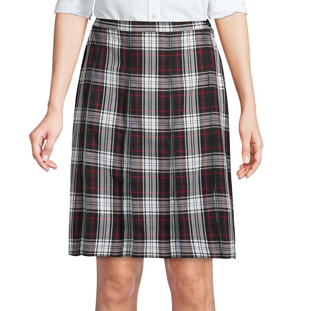 Women's Lands' End School Uniform Plaid Box Pleat Skirt, Size: 2, Clear Blue Plaid Product Image