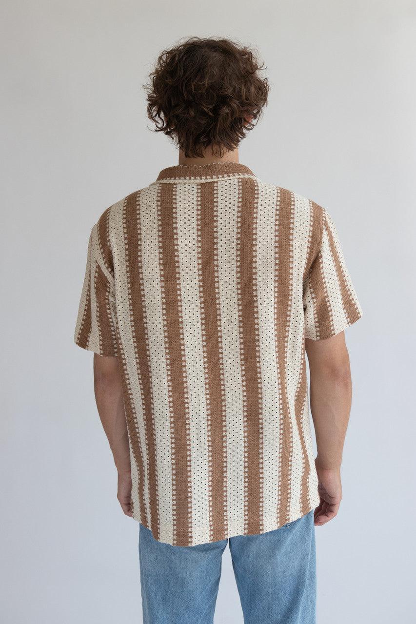 Crochet Striped Woven Shirt Product Image