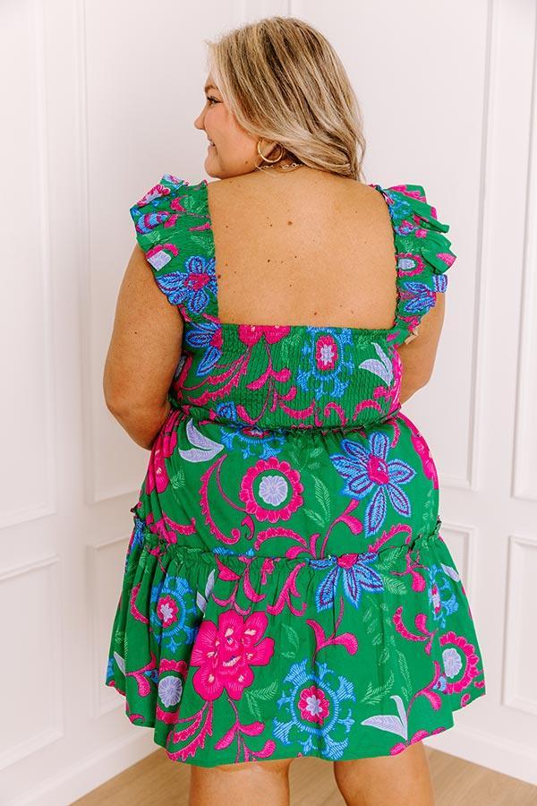 Pina Colada Please Floral Mini Dress in Green Curves Product Image
