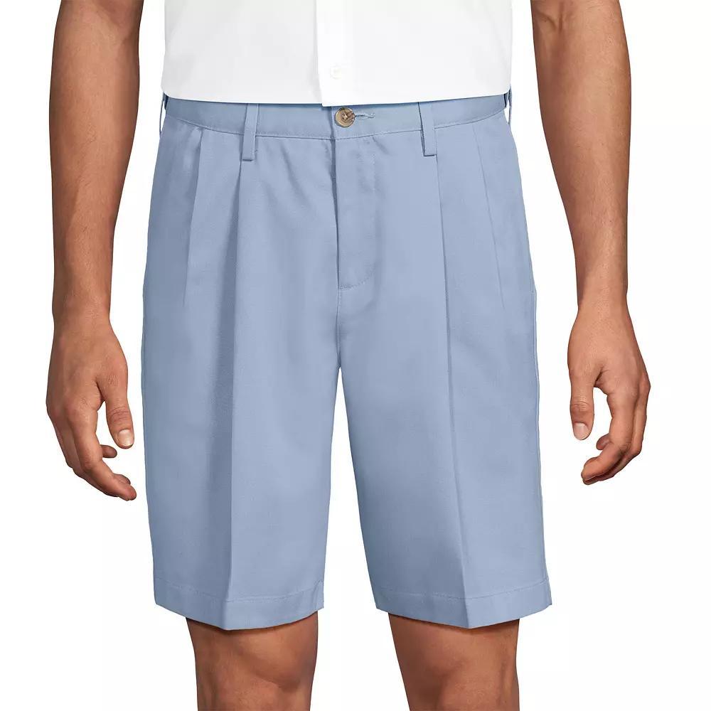 Men's Lands' End Comfort Waist 9-inch No-Iron Pleated Chino Shorts, Size: 37, Radiant Blue Product Image