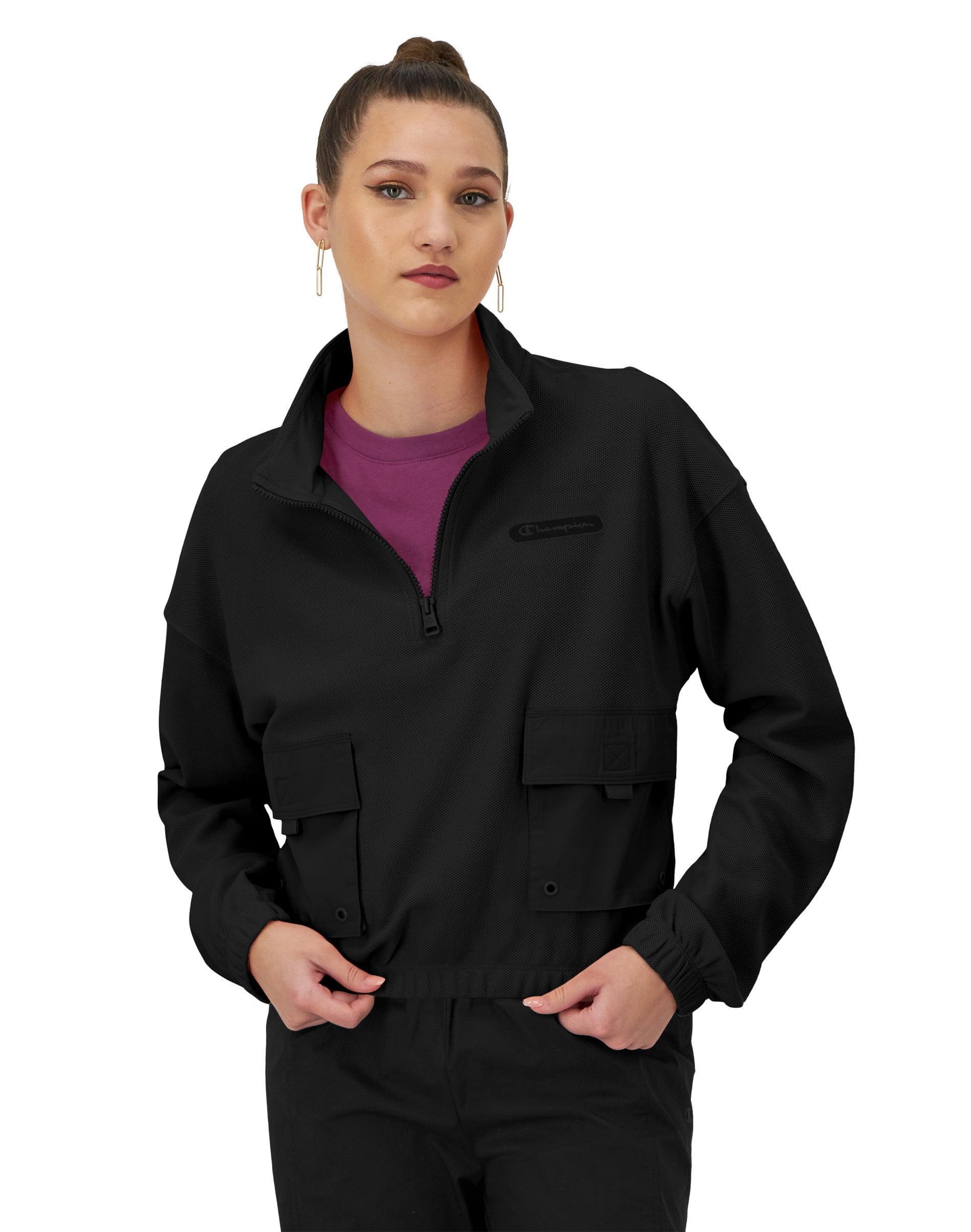 Women's Champion® Campus Pique 1/4-Zip Pullover, Size: XXL, Black Product Image