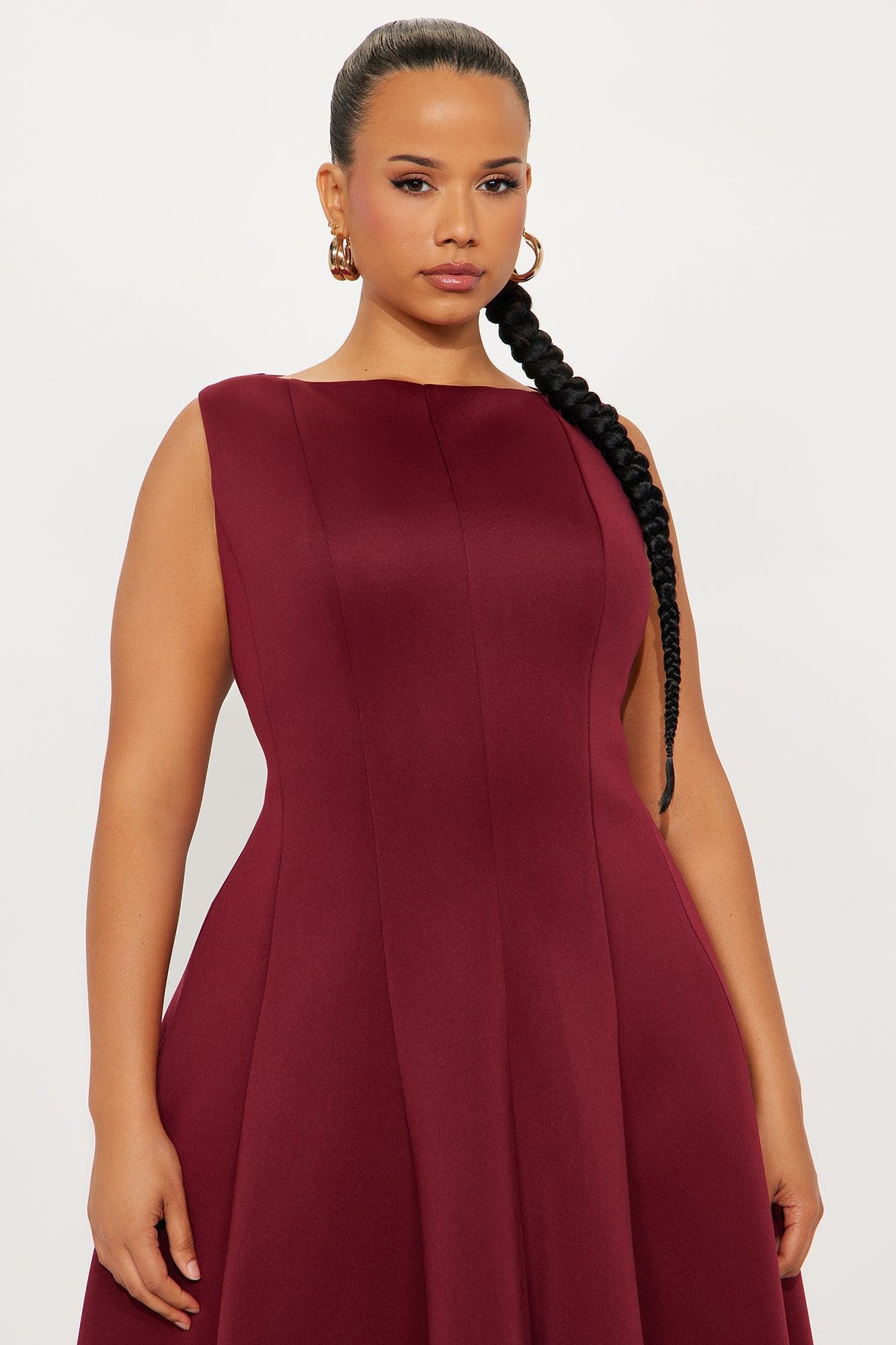 Sweet Sunday Pleated Midi Dress - Wine Product Image