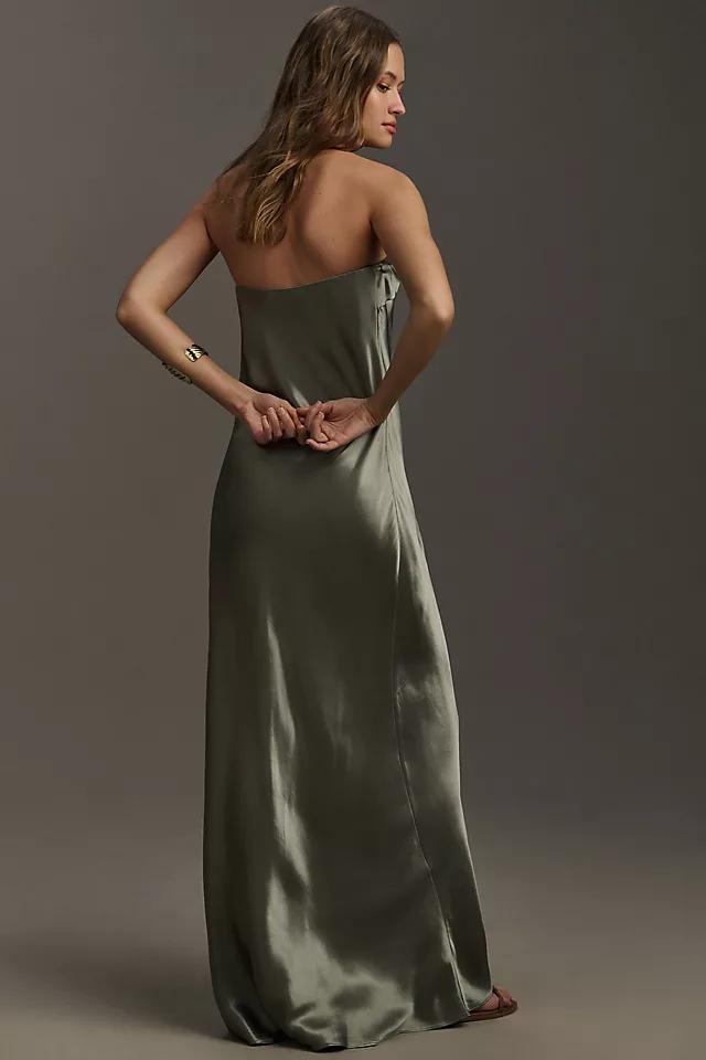The Fleur Strapless Satin Maxi Slip Dress Product Image