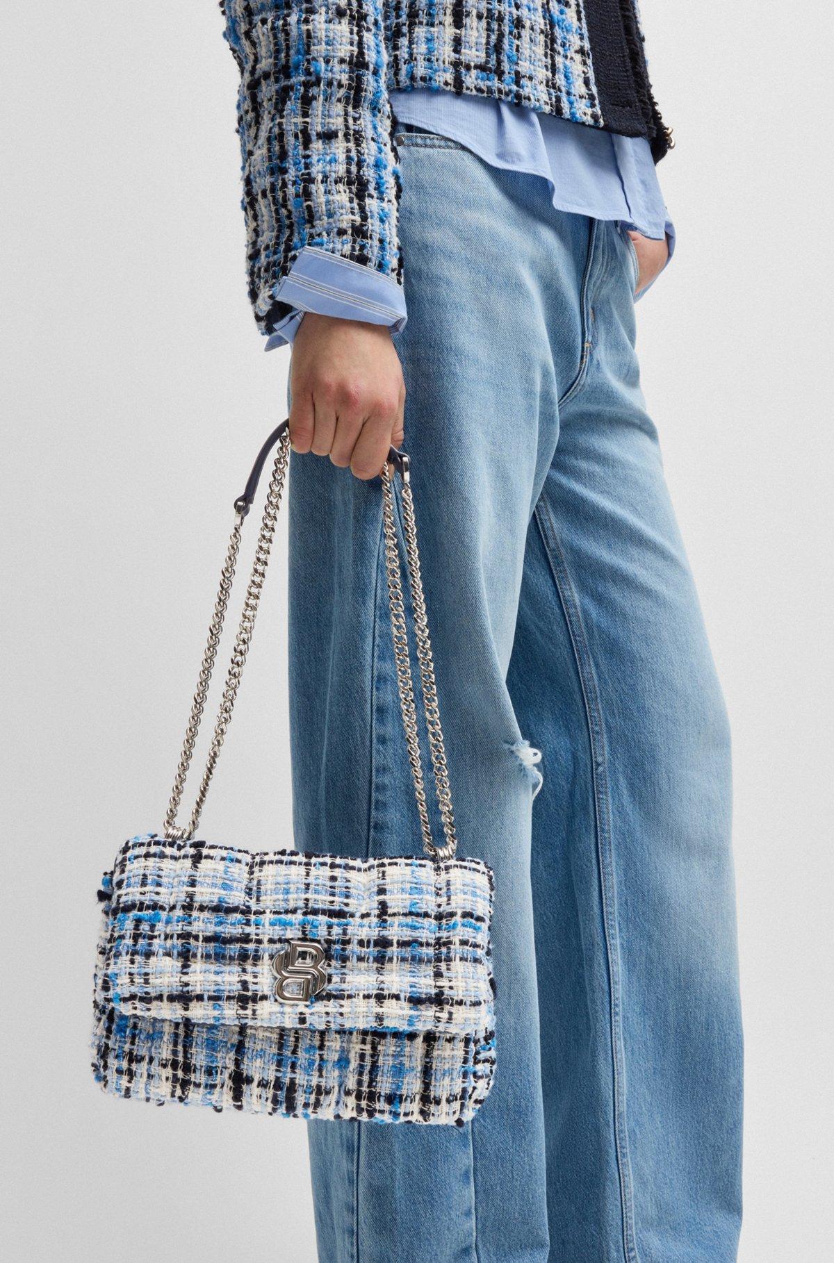 BOSS - Multicolored-tweed shoulder bag with Double B monogram - Patterned Product Image