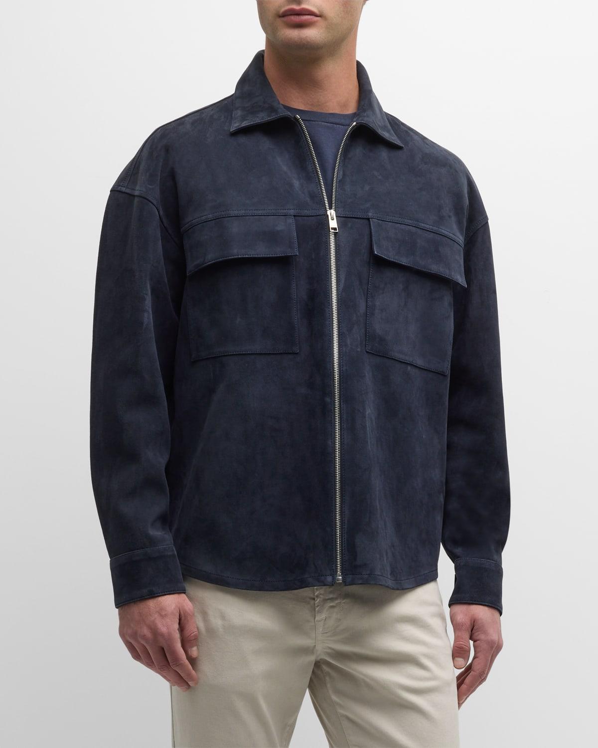 Mens Zip-Front Suede Shirt Product Image