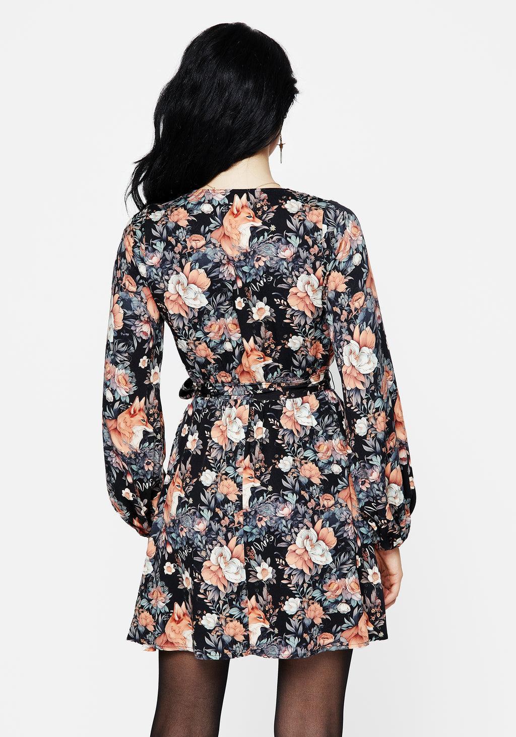 Reynard Fox Floral Mini Wrap Dress Product Image