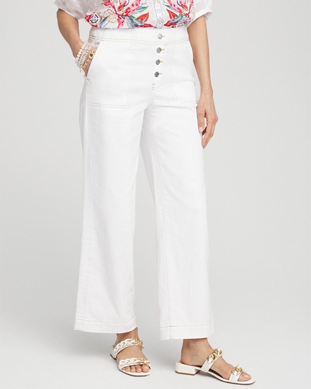 Petite No Stain Pull-On Wide Leg Cropped Pants Product Image