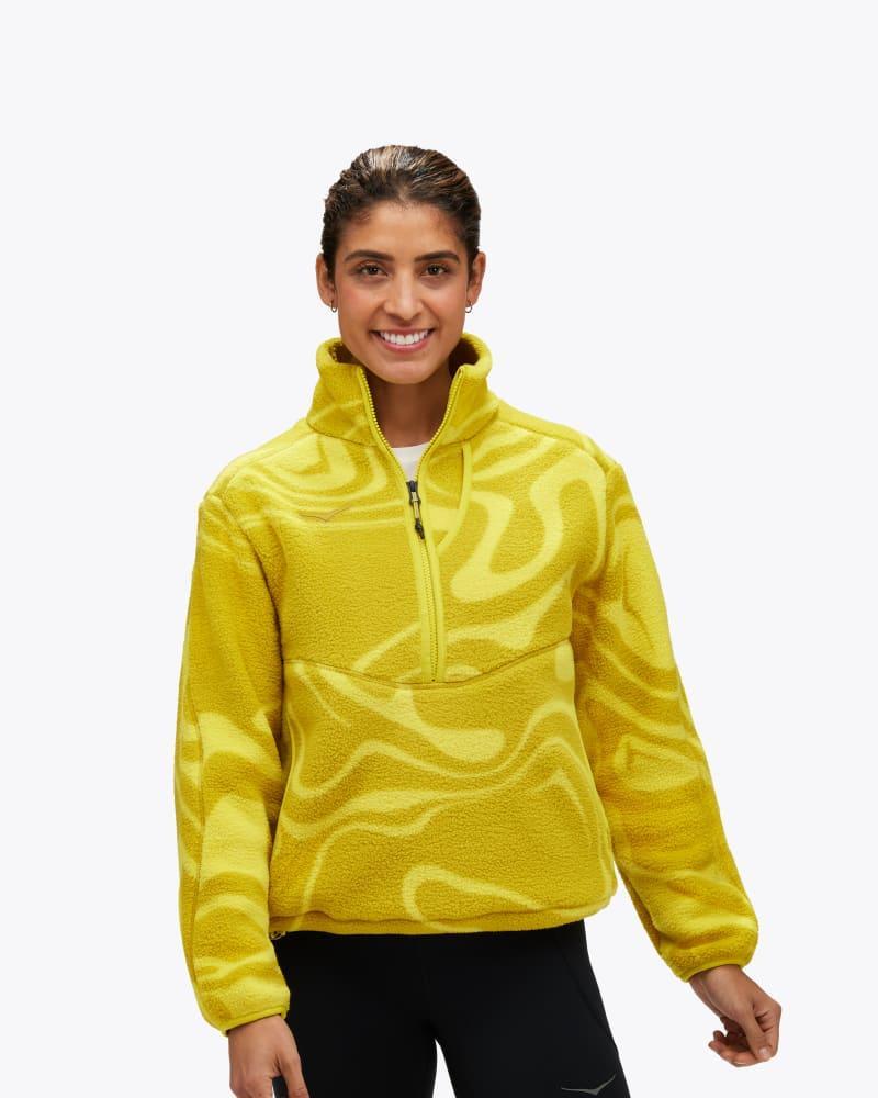 HOKA Womens Ridgetop Half-Zip Fleece in Eggnog, Size XL Product Image
