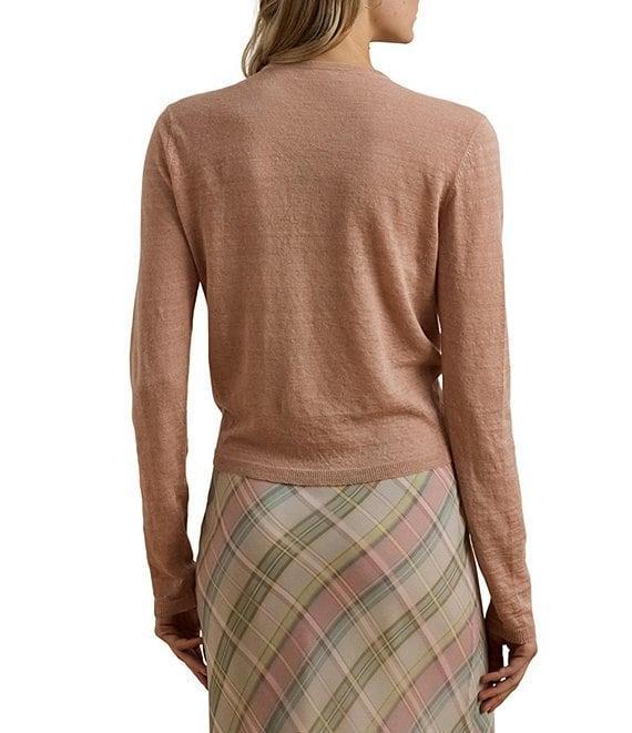 Lauren Ralph Lauren Linen Open Tie Front Long Sleeve Cardigan Product Image