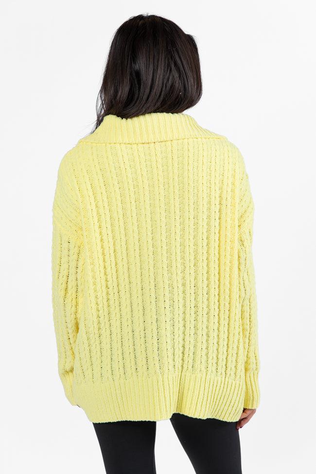 Forever Yours Yellow Cable Knit Chenille Quarter Zip Sweater FINAL SALE Product Image