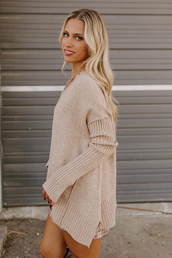 Falling Leaves Knit Sweater in Iced Latte Product Image