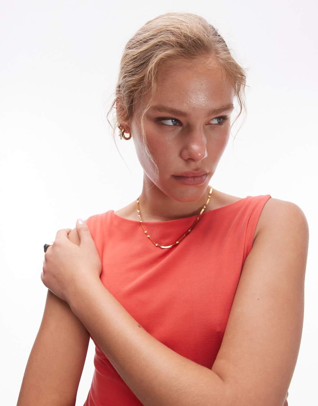 Topshop super soft cupro mini dress in poppy red Product Image